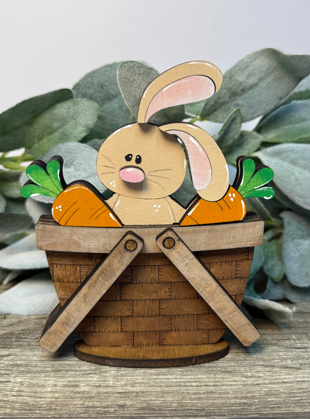 Bunny with Carrots Basket Topper-Small