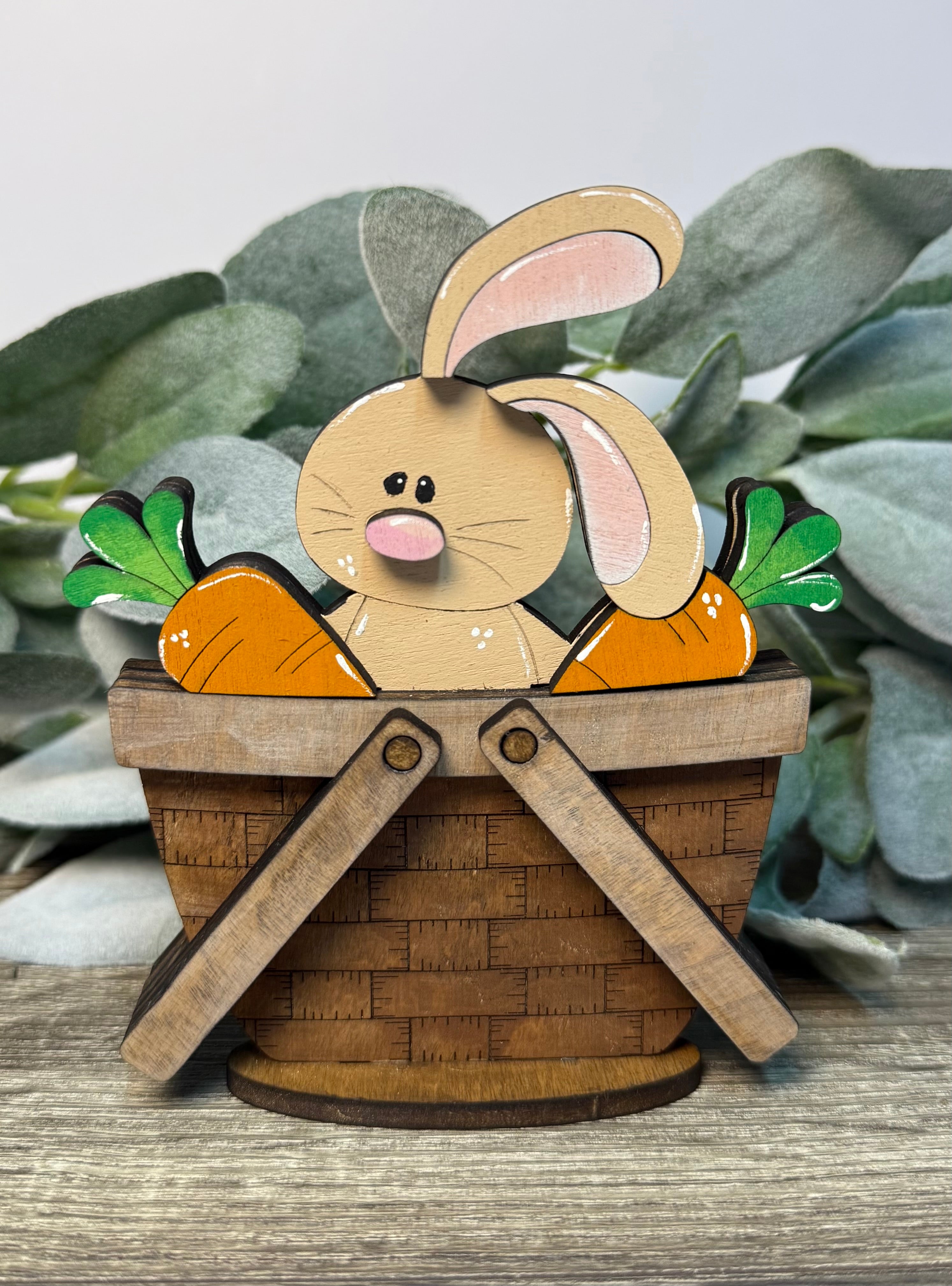Bunny with Carrots Basket Topper-Small