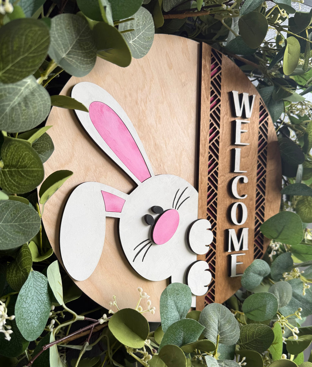 Peeking Bunny Welcome Round