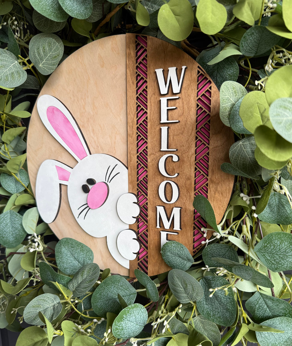 Peeking Bunny Welcome Round