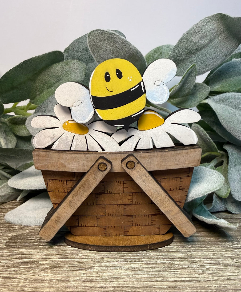 Daisies & Bee Basket Topper-Small